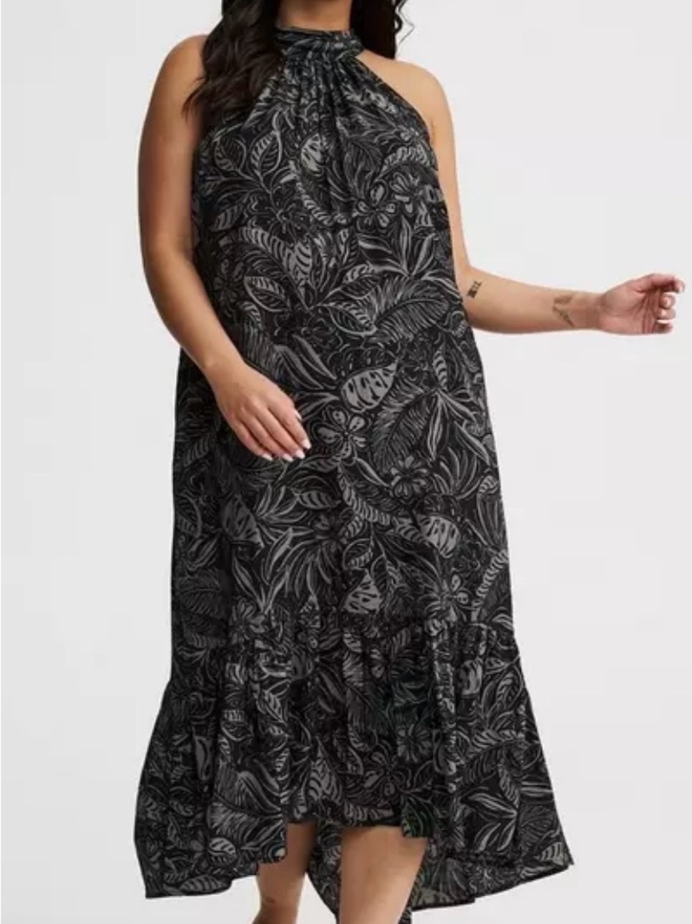 NWT Torrid Size 1 Hammered Rayon Midi Dress - Black Floral